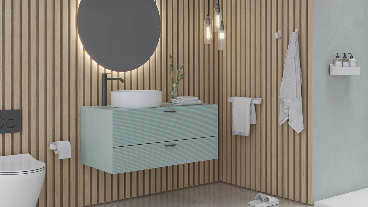 Colección Declive de accesorios de baño en Solid Surface
