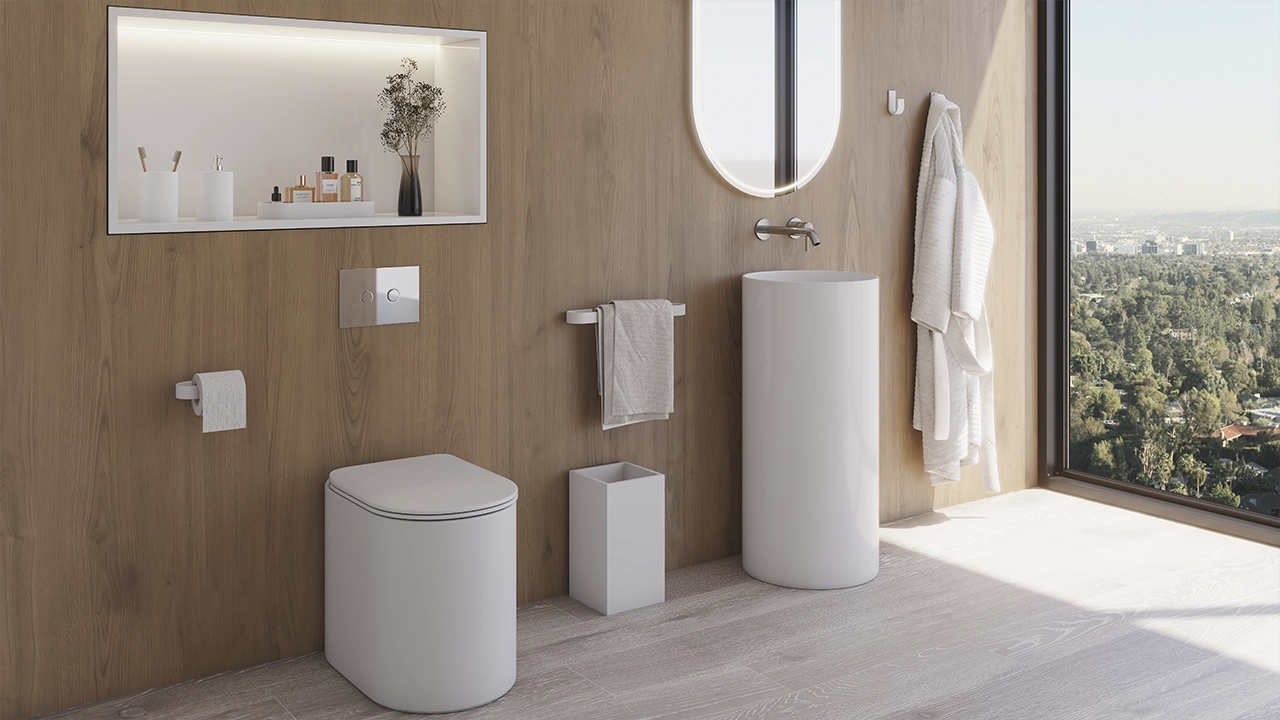 Colección Adhex de accesorios de baño en Solid Surface