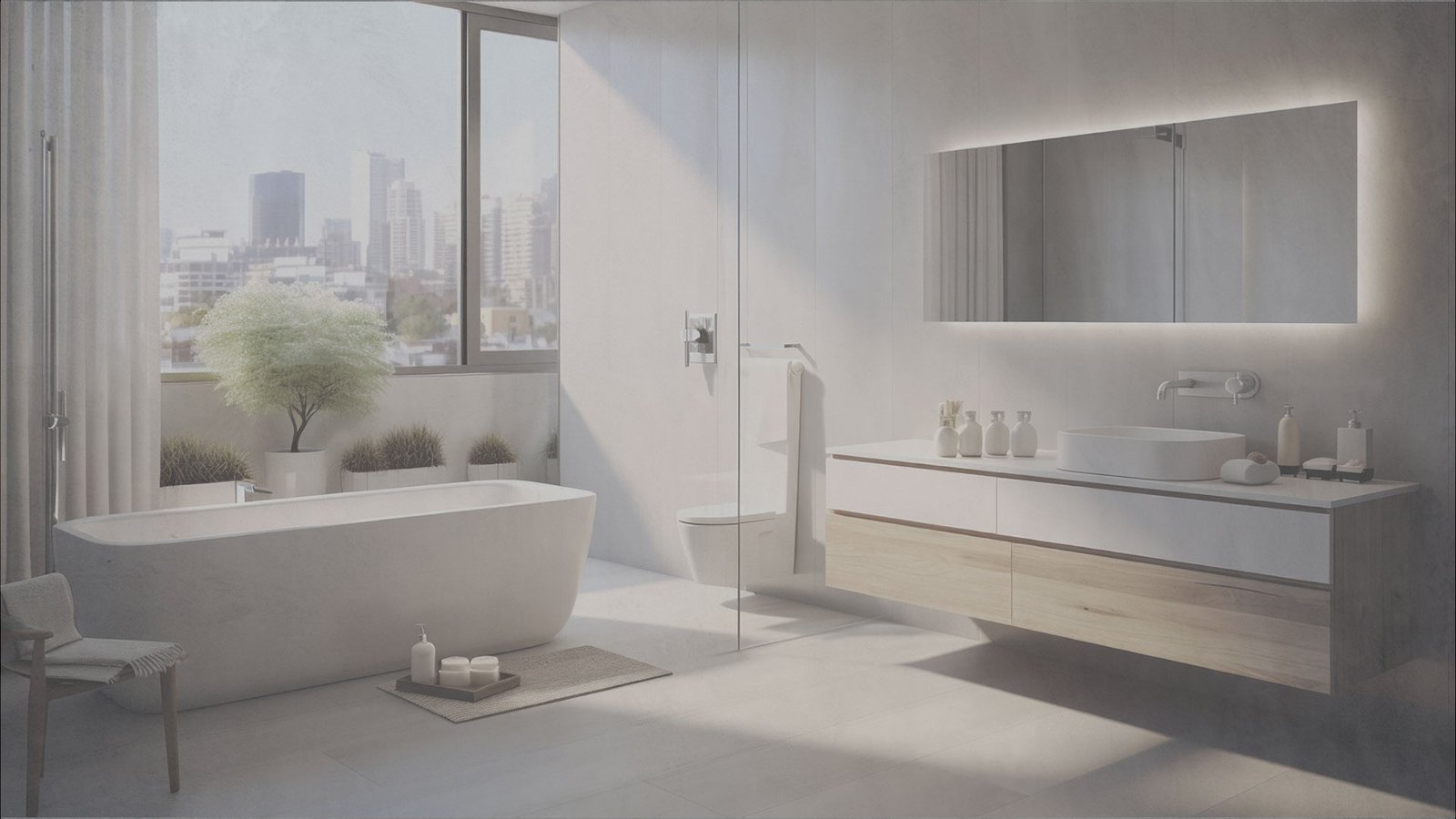 "Cuarto con accesorios de baño de Corian"