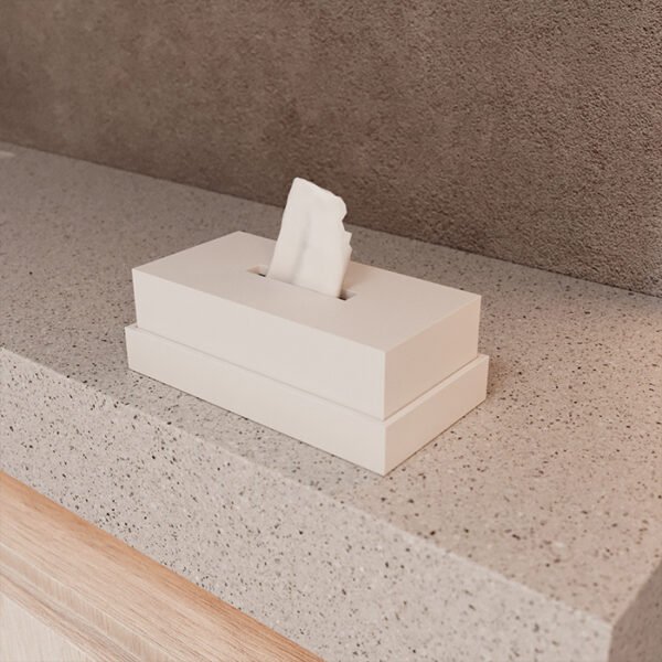 "Accesorios de baño de Corian en baño elegante"