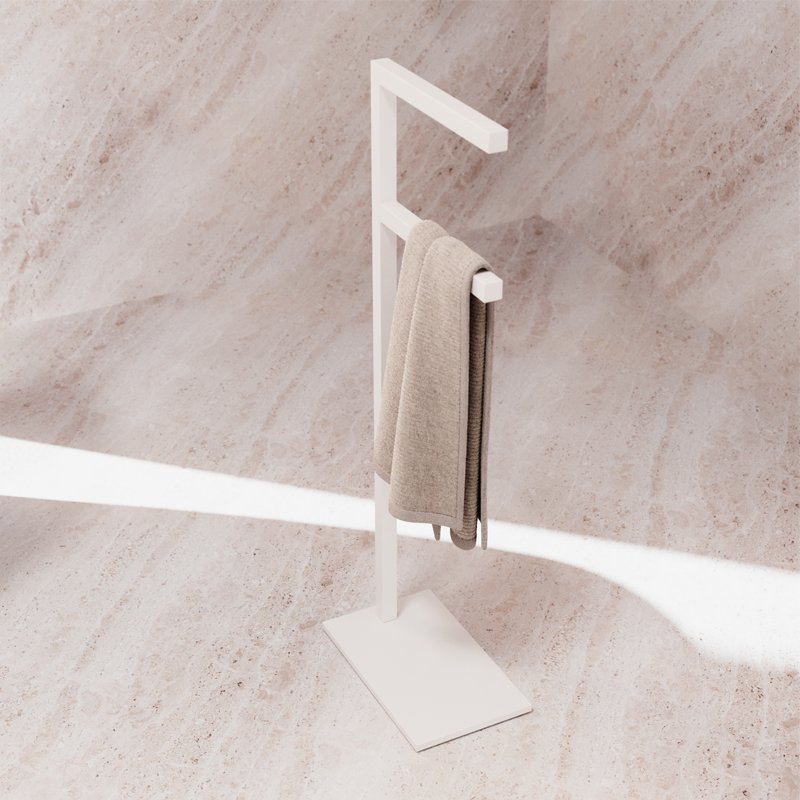 "Toallero de pie de Corian"