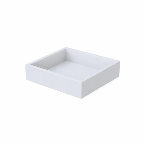 Bandeja cuadrada de Solid Surface (Corian®) blanco mate, 19 × 19 cm