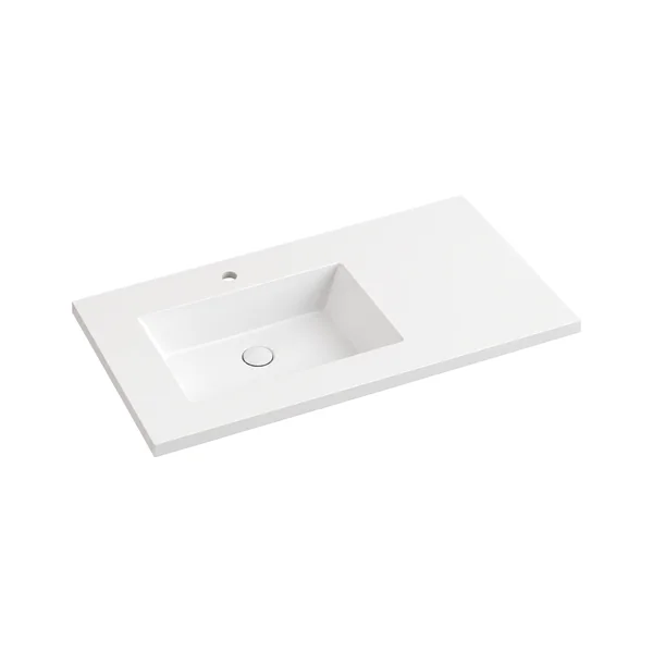Encimera de baño con lavabo desplazado a medida