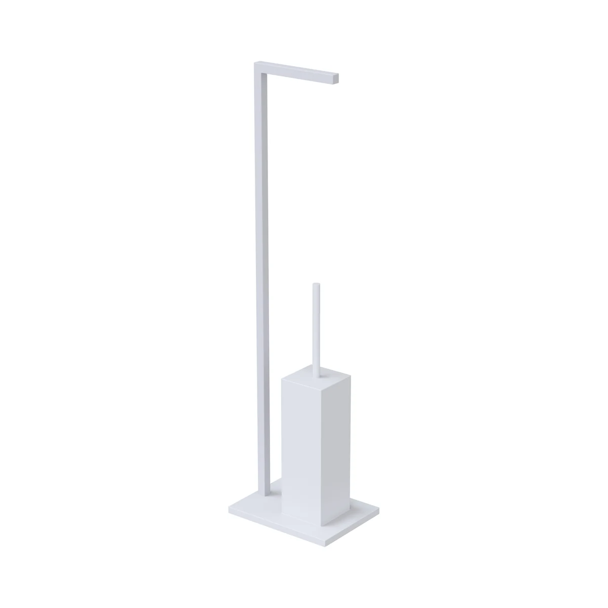 Escobillero de pie con portarrollos incluido de Solid Surface (Corian®) blanco mate