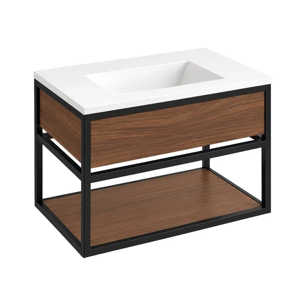 Mueble de baño suspendido con lavabo integrado Mael – Nogal