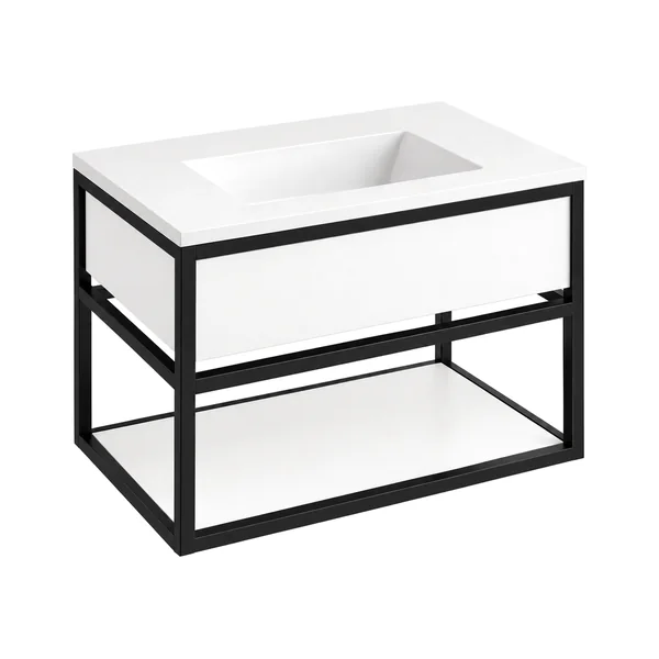 Mueble de baño suspendido con lavabo integrado Mael – Blanco