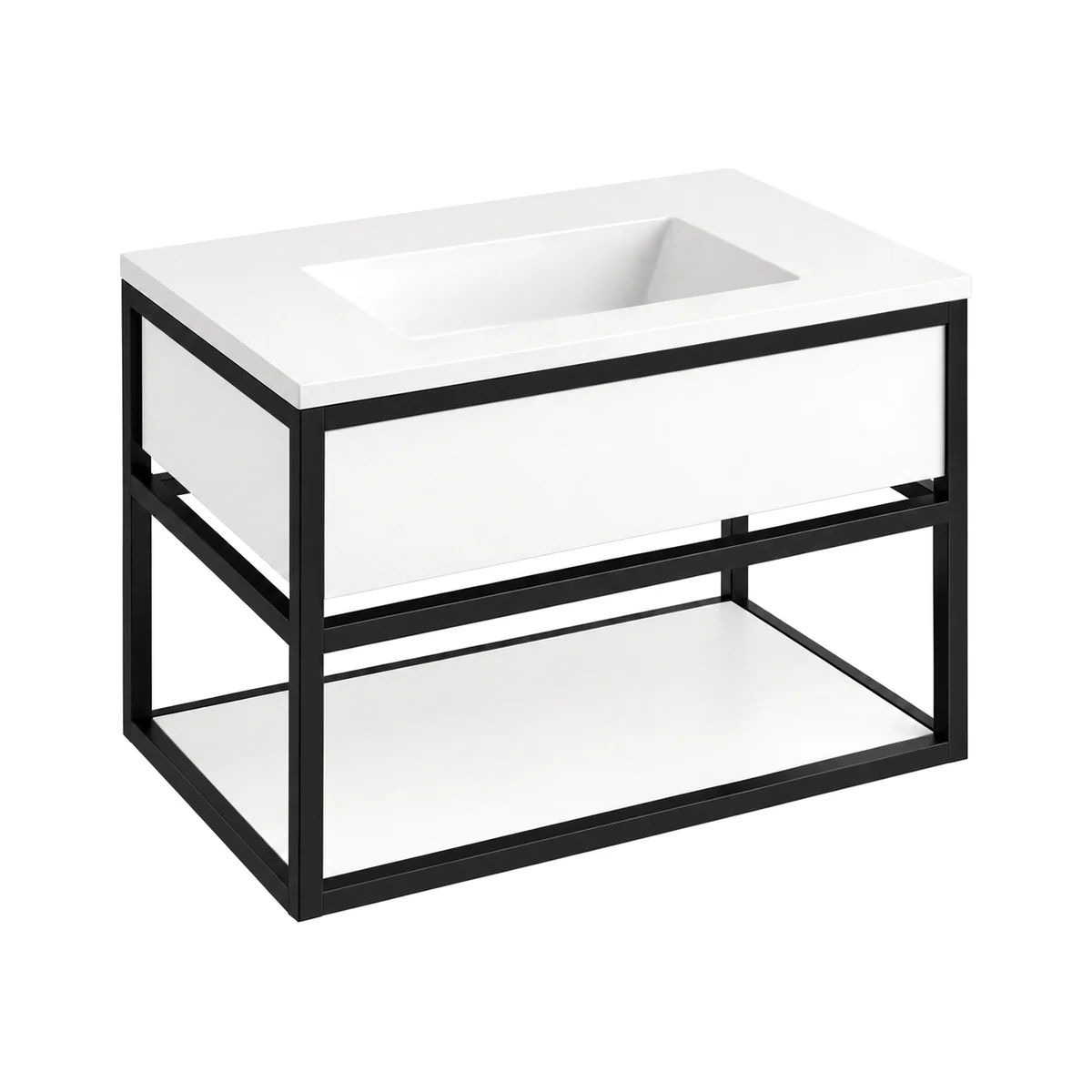 Mueble de baño suspendido Mael F Solid Surface con encimera de Solid Surface (Corian®) y lavabo integrado