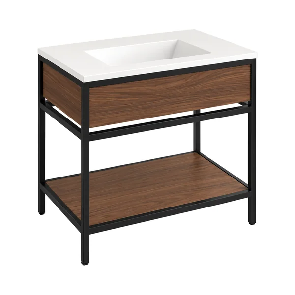 Mueble de baño con patas y lavabo integrado Mael – Nogal