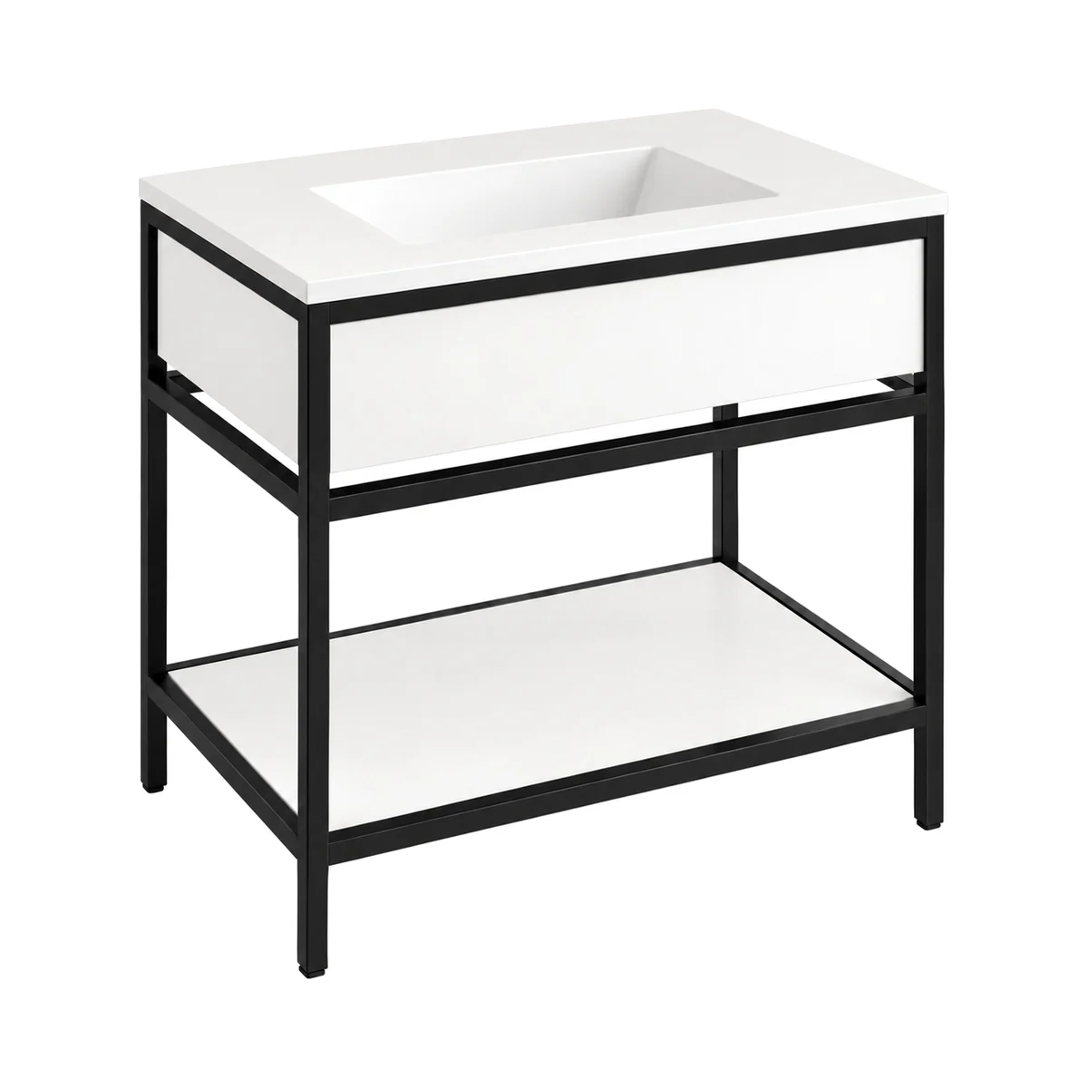 Mueble de baño de suelo Mael S Solid Surface con encimera de Solid Surface (Corian®) y lavabo integrado