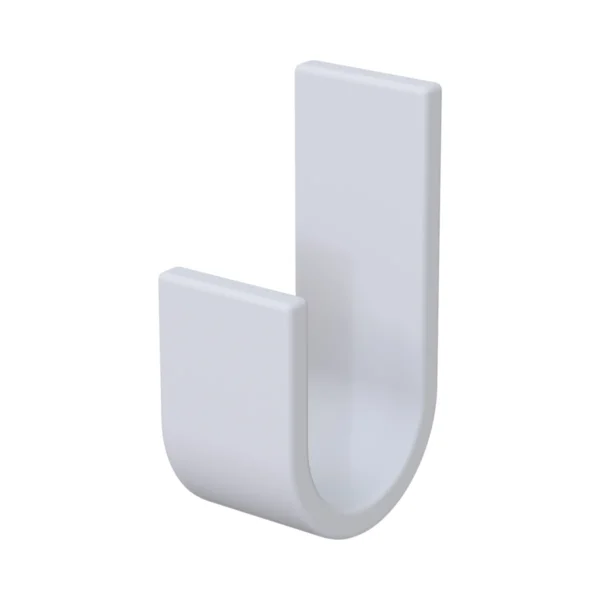Percha individual curva adhesiva de Solid Surface (Corian®) blanco mate