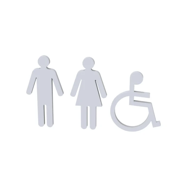Pictogramas de baño adhesivos de Solid Surface (Corian®) blanco mate